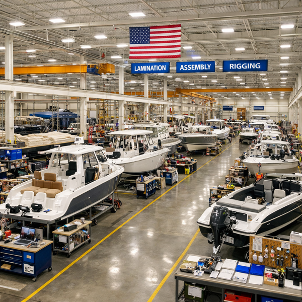 Marine manufacturing facility with organized production floor-1