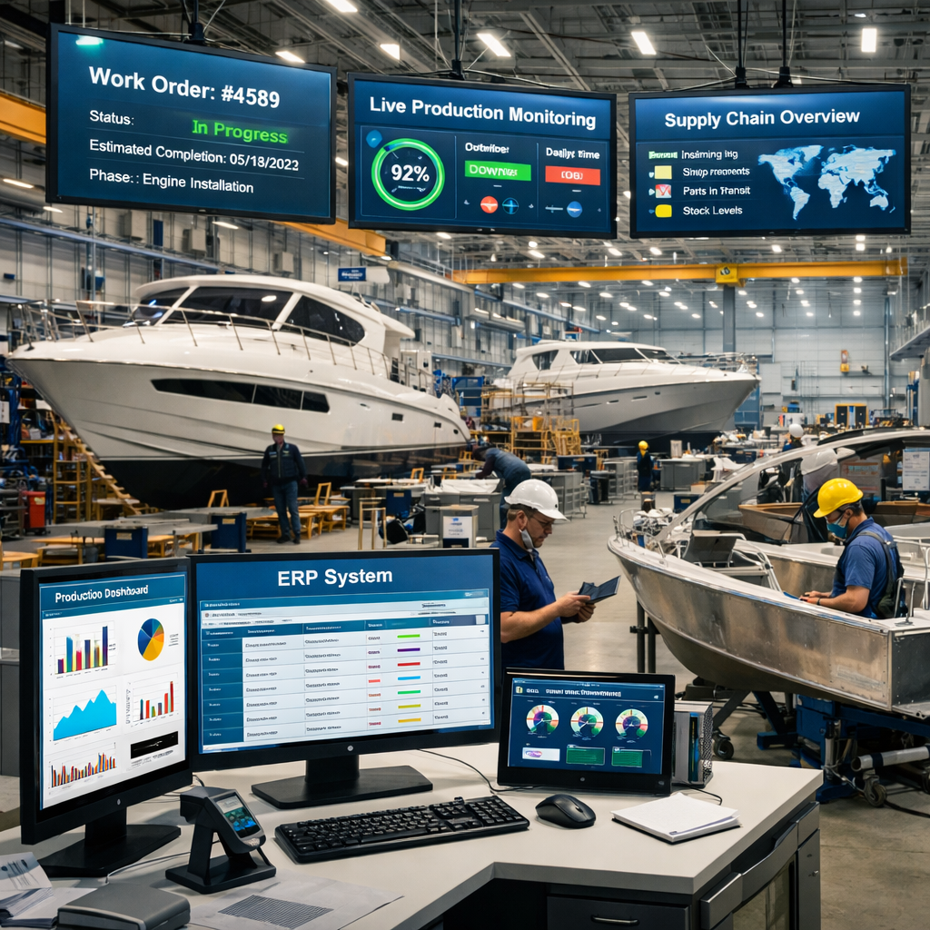 marine manufacturing facility with modern ERP technology